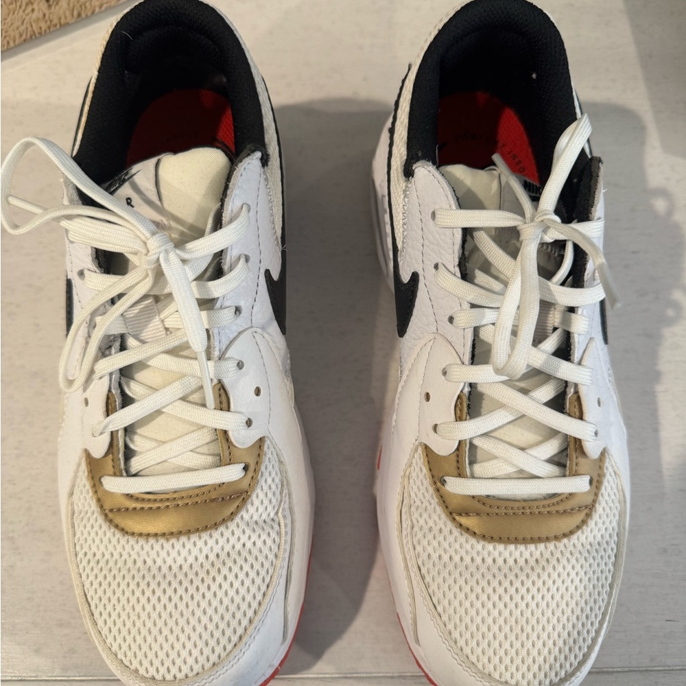 Nike White and Gold Air Max Excee Athletic Sneakers